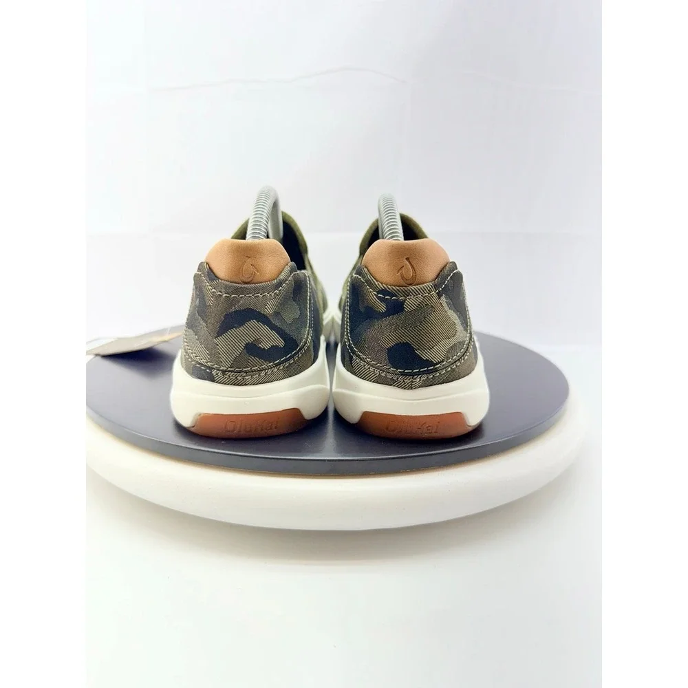 OLUKAI Lae'ahi Pa'i Mens Size 9 Slip On Camo Green‎ Boat Shoes 10444-6ZKE